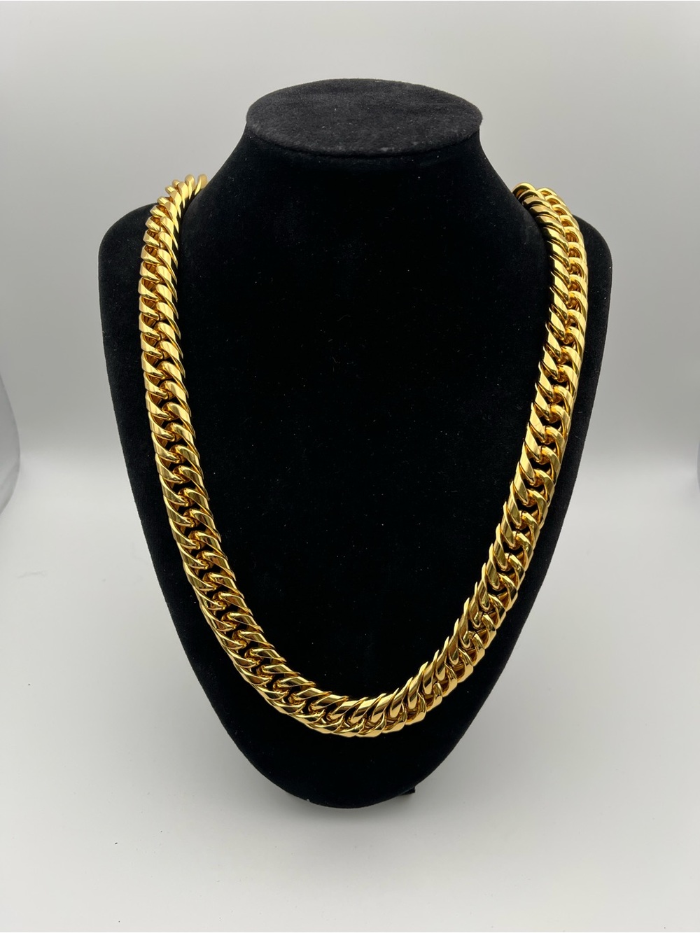 Men's Gold over Stainless Steel Cuban Link Chain Necklace